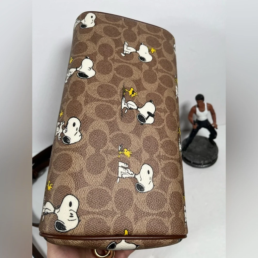 NWT Coach X Peanuts Rowan Satchel Bag In Signature With Snoopy Print - Picture 8 of 10